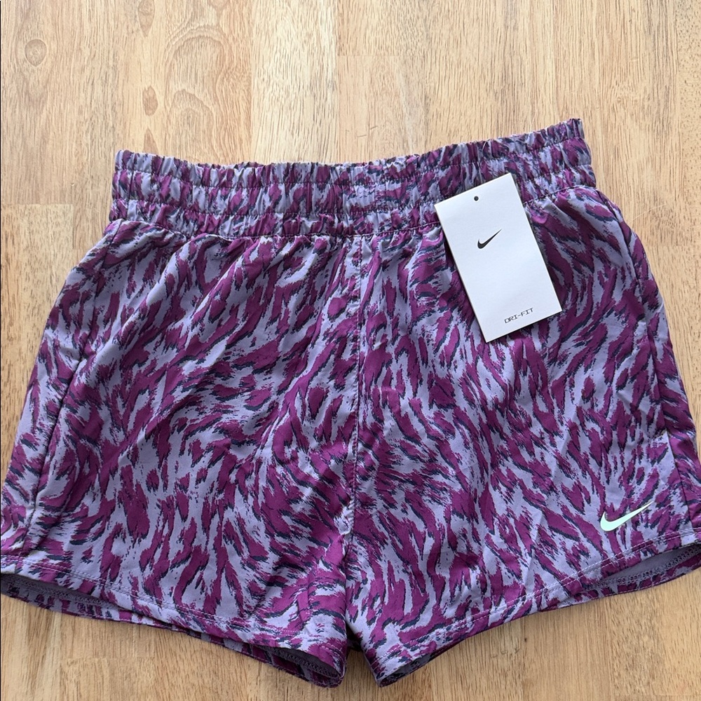 Nike Kids Athletic Shorts in Purple and Gray Pattern